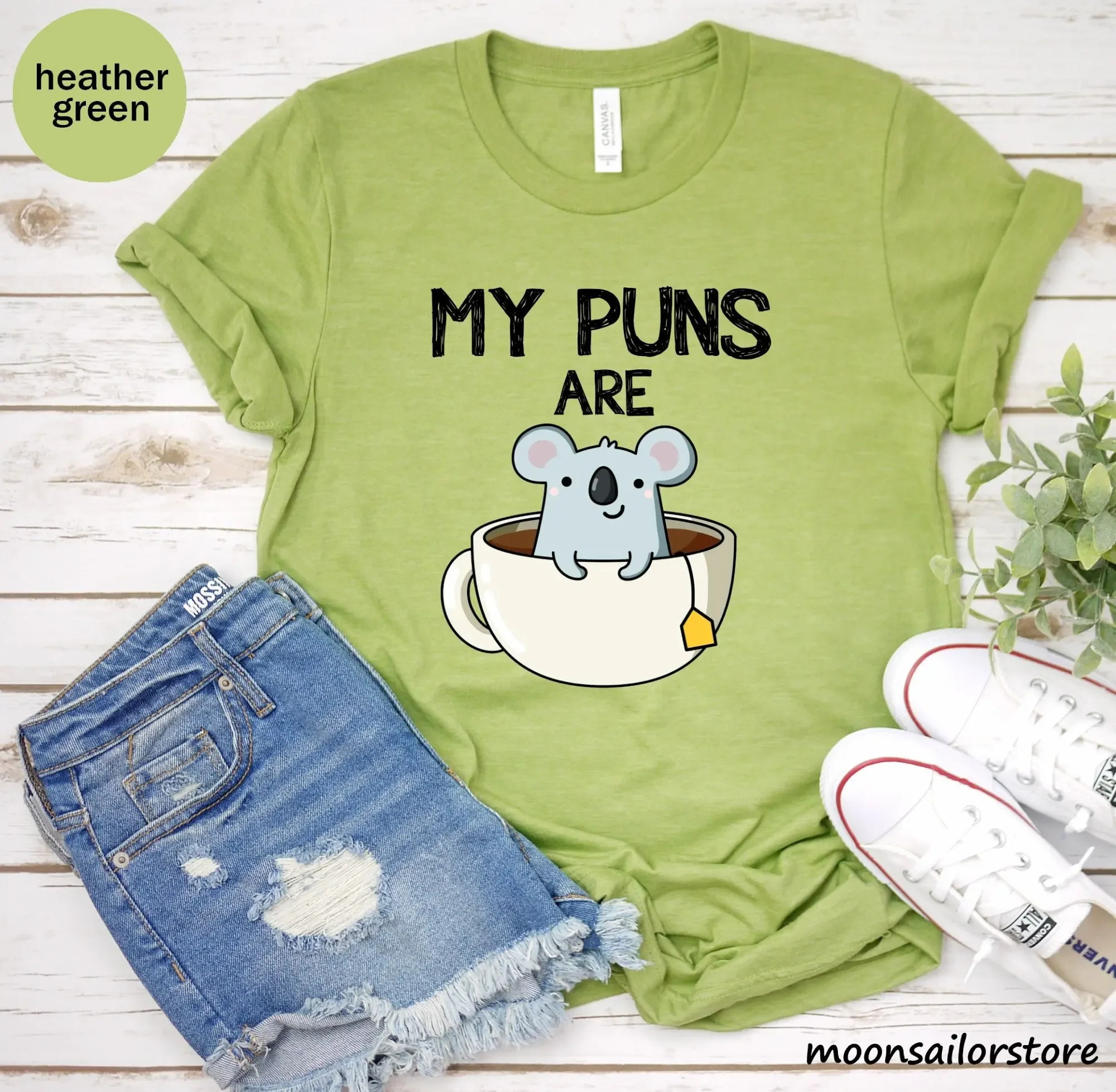 Coffee Tea Knits - Camiseta con diseño de koala y