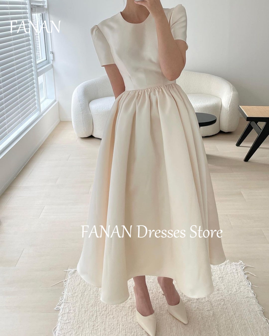 Coffee Plus Tea - FANAN Corea A-Line O-cuello Simple vestidos